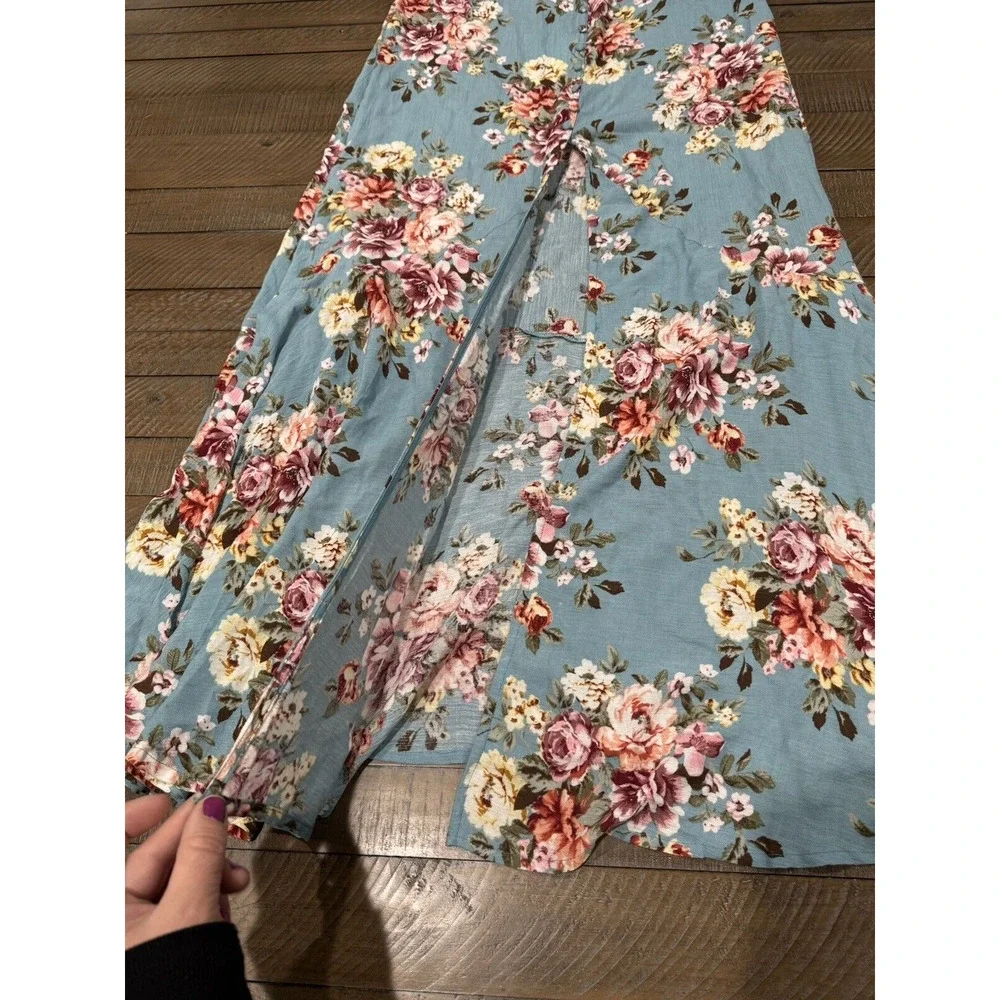 Sadie & Sage Dress Teal Floral Dress - Size M - See Pics/Missing Buttons - Picture 3 of 11